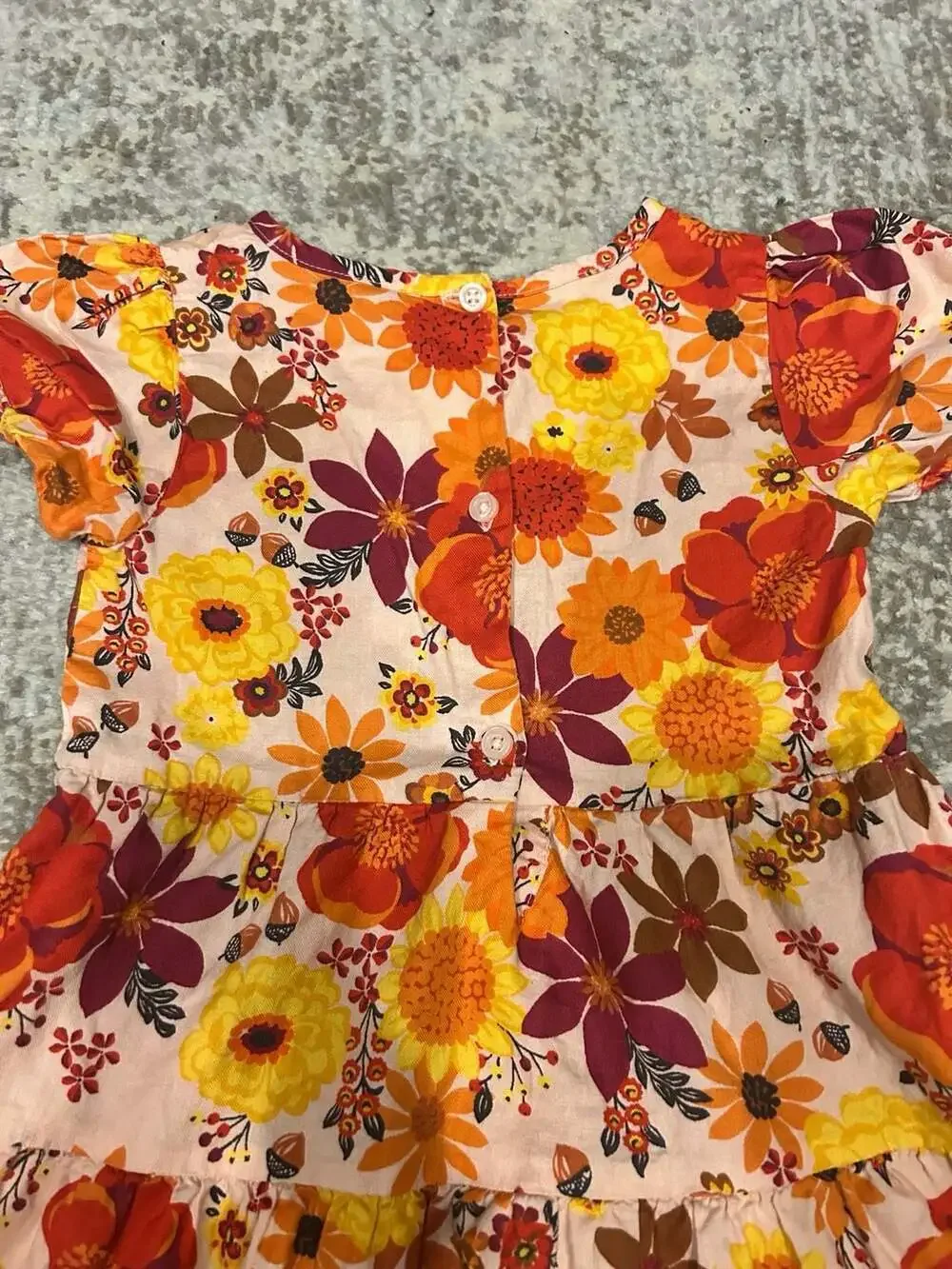 Gymboree Girls Happy Harvest Floral Print Short Sleeve Tiered Dress
